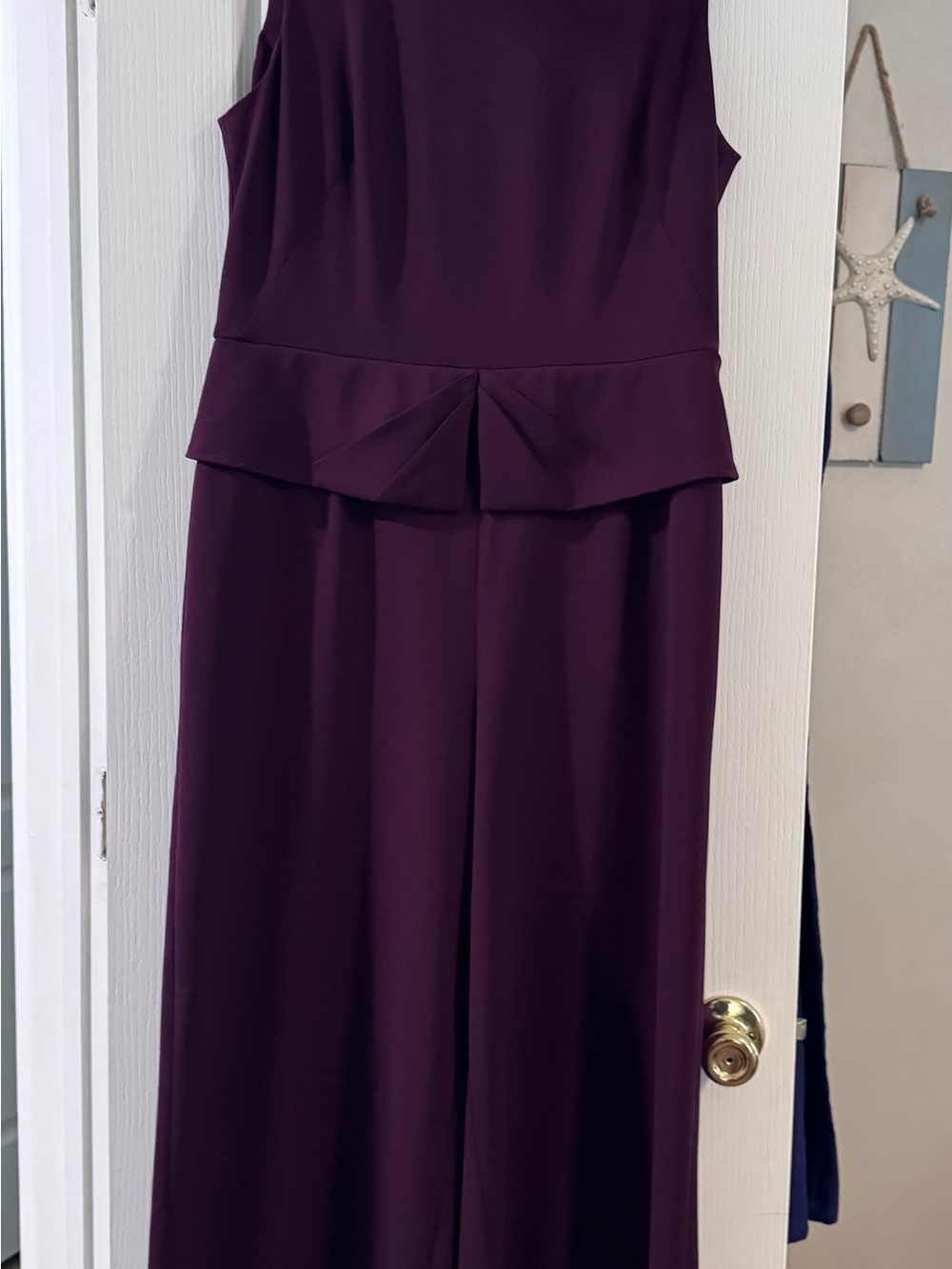 Calvin Klein Sleeveless Plum Jumpsuit with Peplum Waist